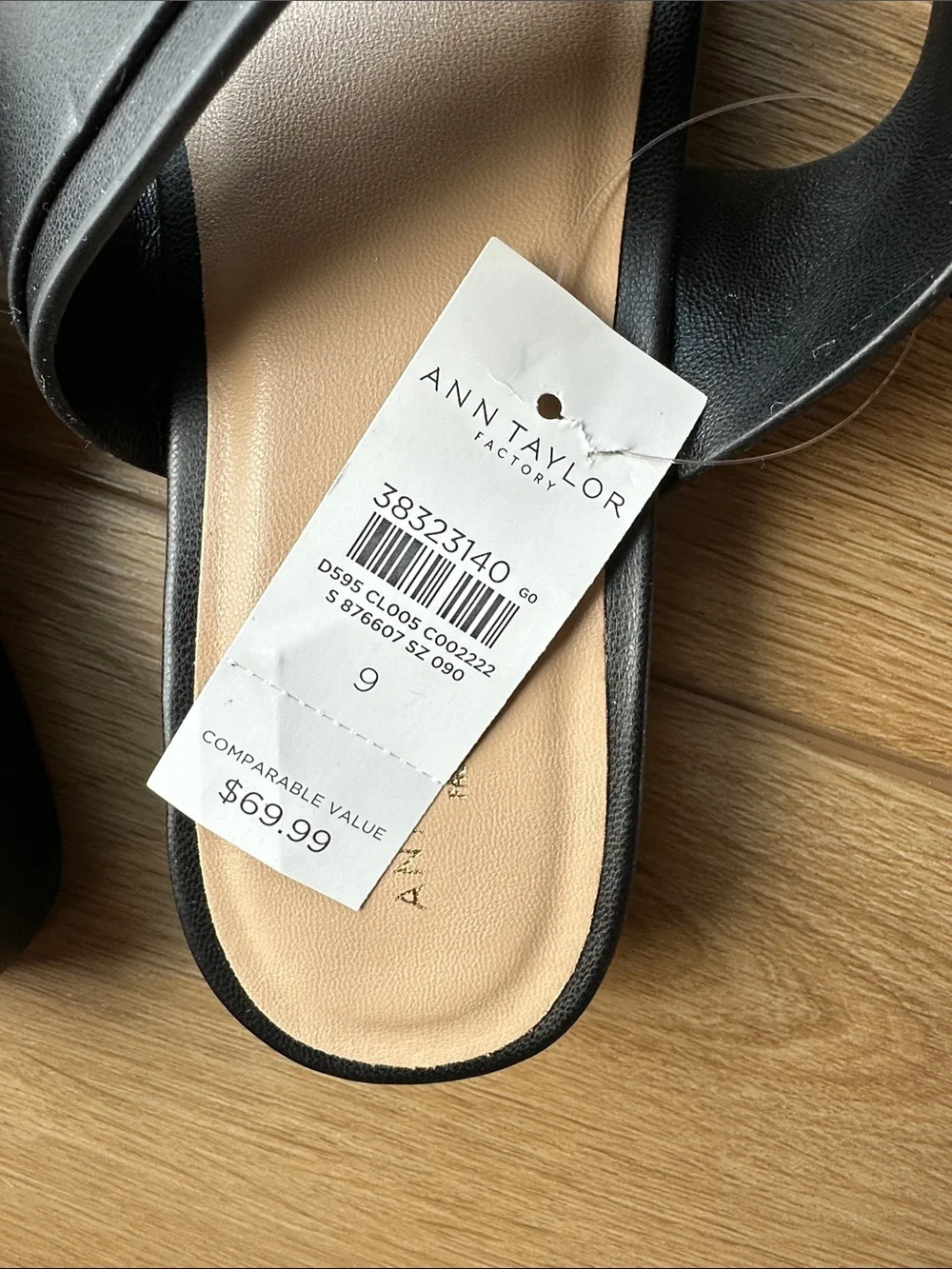 Ann Taylor black strap sandals new with tags bold buckle size 9